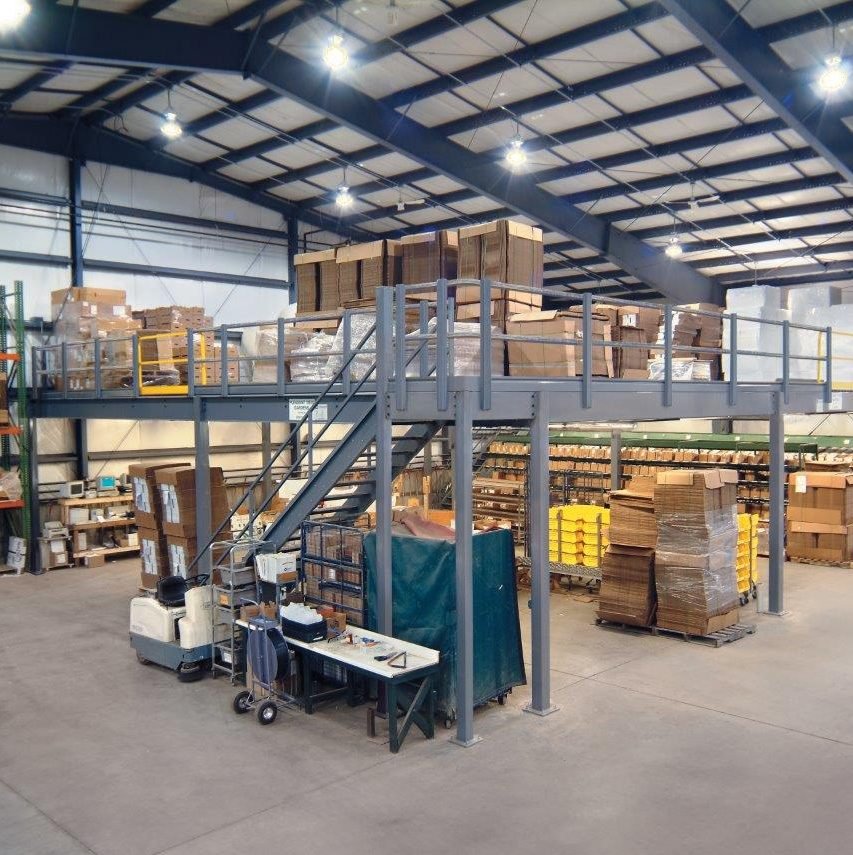 Warehouse mezzanines and modular offices for space optimization